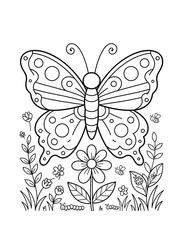 Butterfly with Shapes coloring page