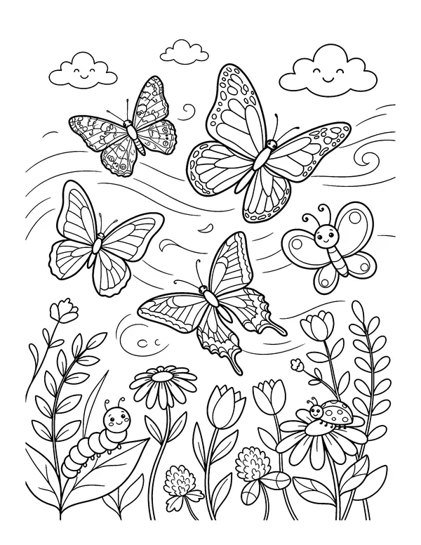 Butterfly Friends coloring page