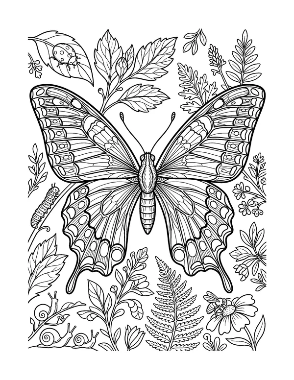 Realistic Swallowtail Butterfly coloring page