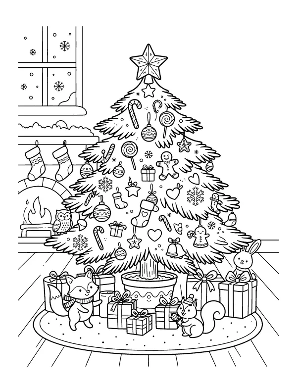 Candy Christmas Tree coloring page