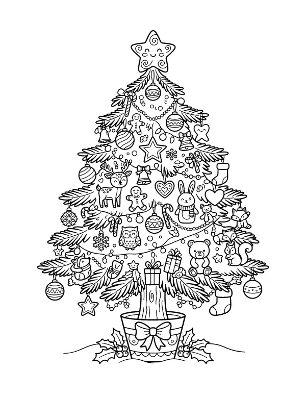 Tree Full of Ornaments coloring page