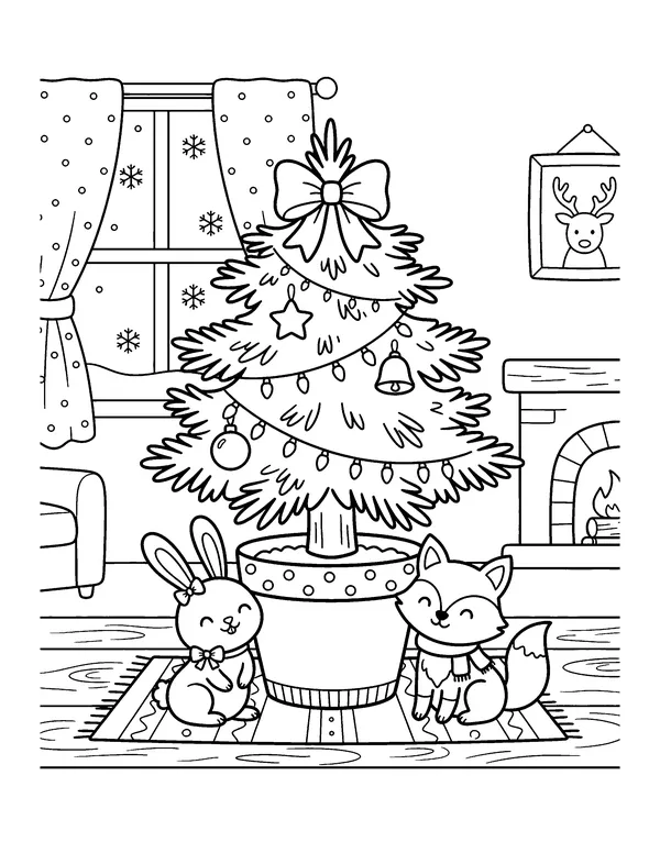 Small Potted Christmas Tree coloring page