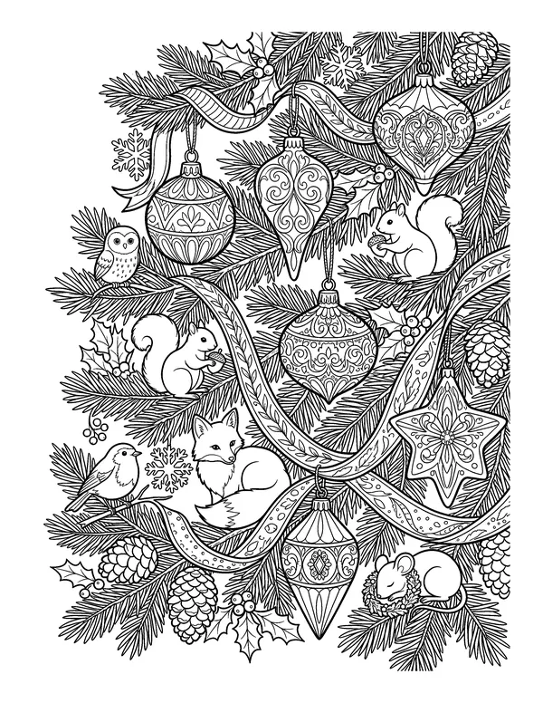 Vintage Christmas Ornaments coloring page
