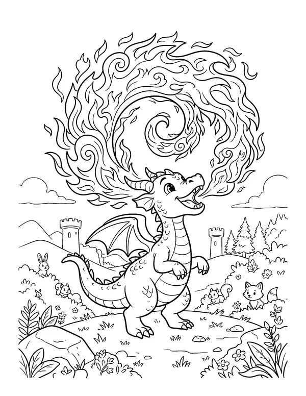 Dragon Breathing Fire coloring page