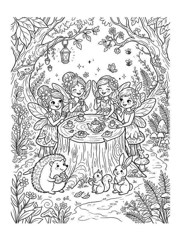 Fairy Tea Party coloring page