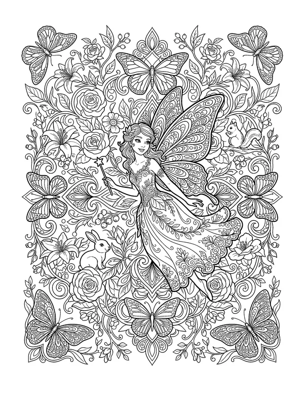 Fairy Mandala for Adults coloring page