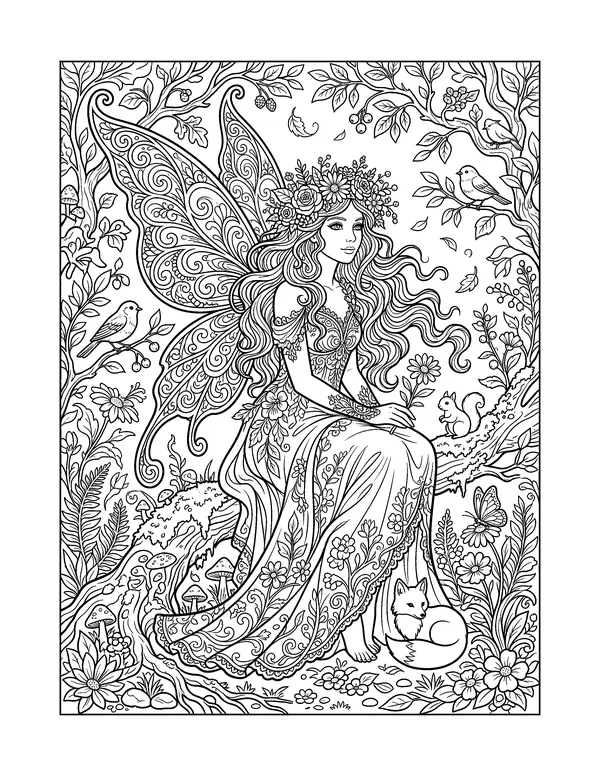 Fairy Portrait for Adults coloring page