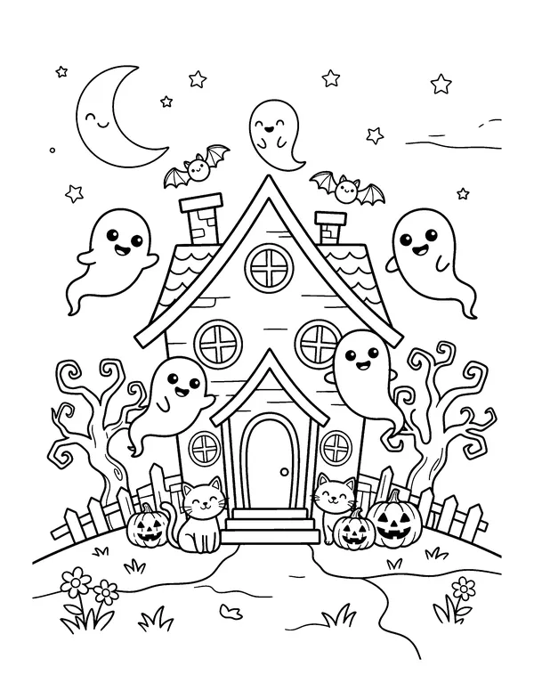 Friendly Haunted House coloring page