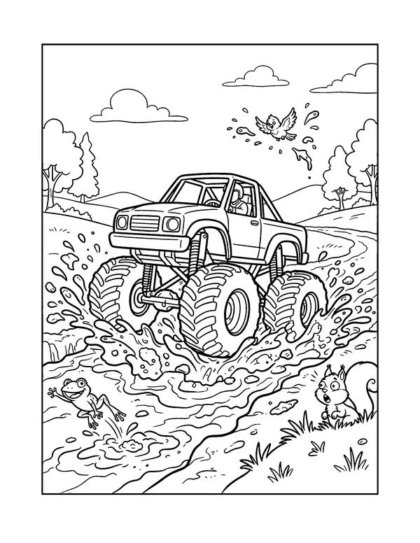 Monster Truck in the Mud coloring page