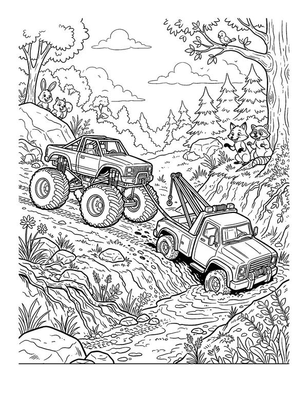 Monster Truck Rescue coloring page