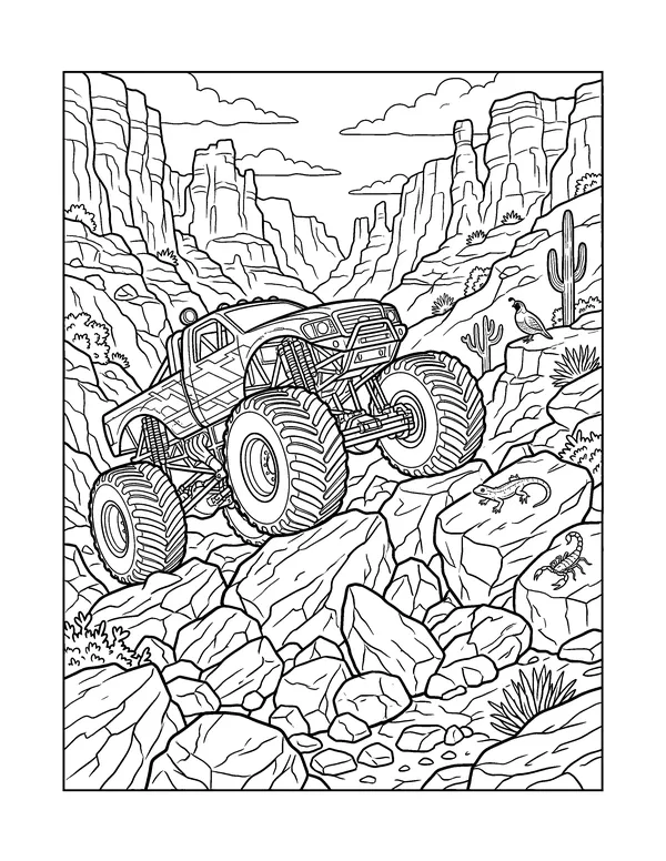 Monster Truck Canyon Climb coloring page