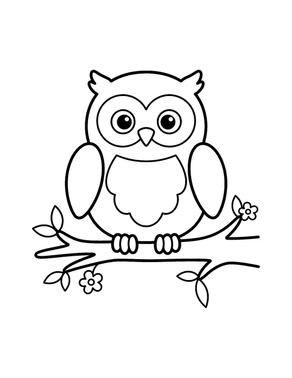 Simple Owl on a Branch coloring page