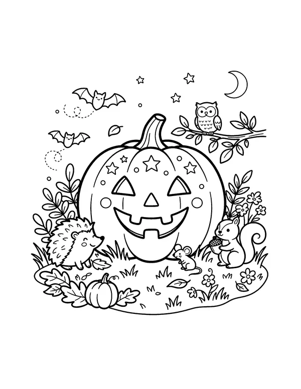 Friendly Jack-o'-Lantern coloring page