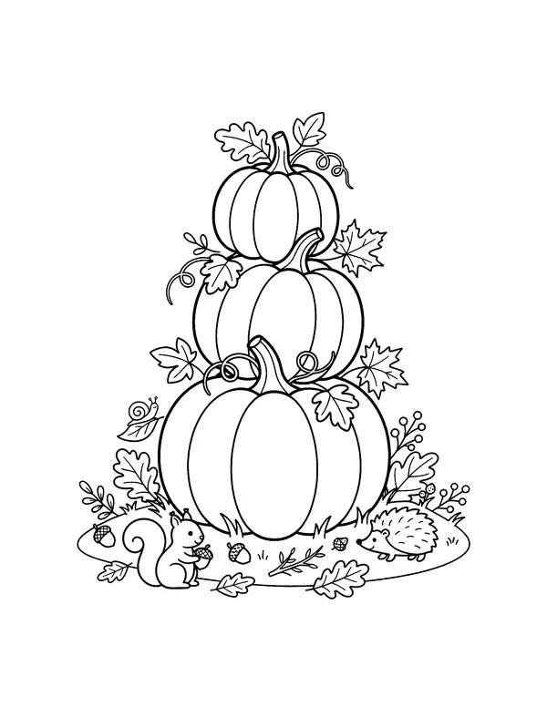 Stack of Three Pumpkins coloring page