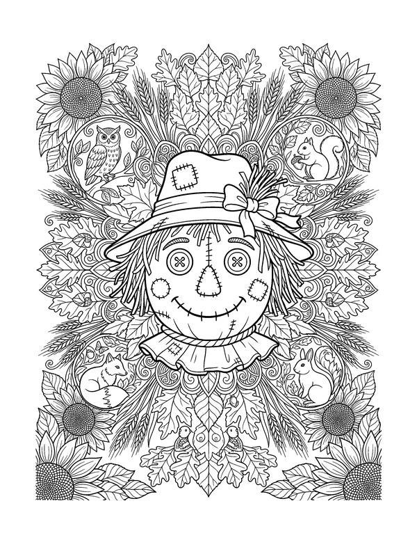 Scarecrow Mandala for Adults coloring page