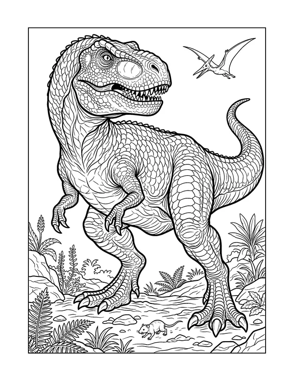 Realistic Tyrannosaurus Rex coloring page