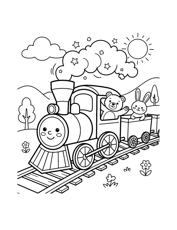 Simple Steam Train coloring page