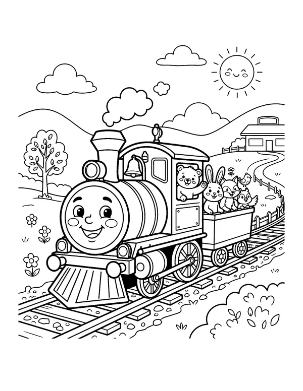 Happy Train Engine coloring page