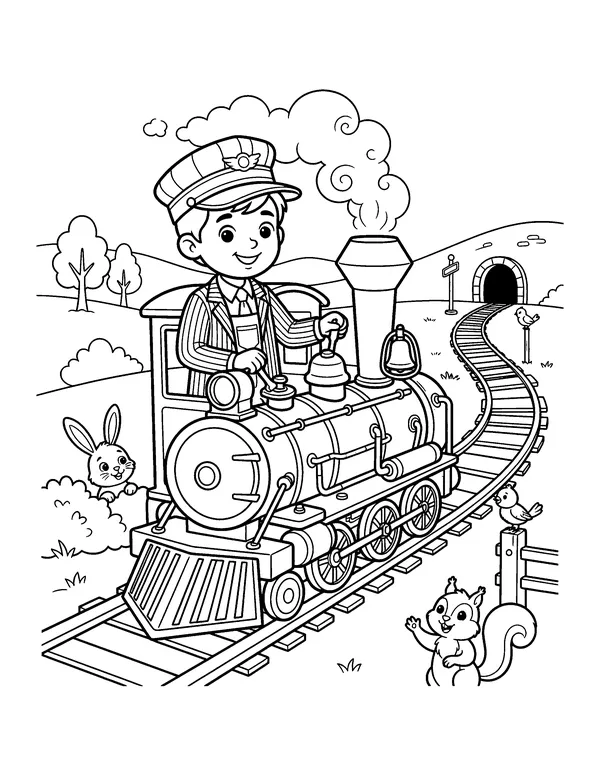 Little Train Conductor coloring page