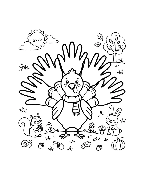Handprint Turkey coloring page