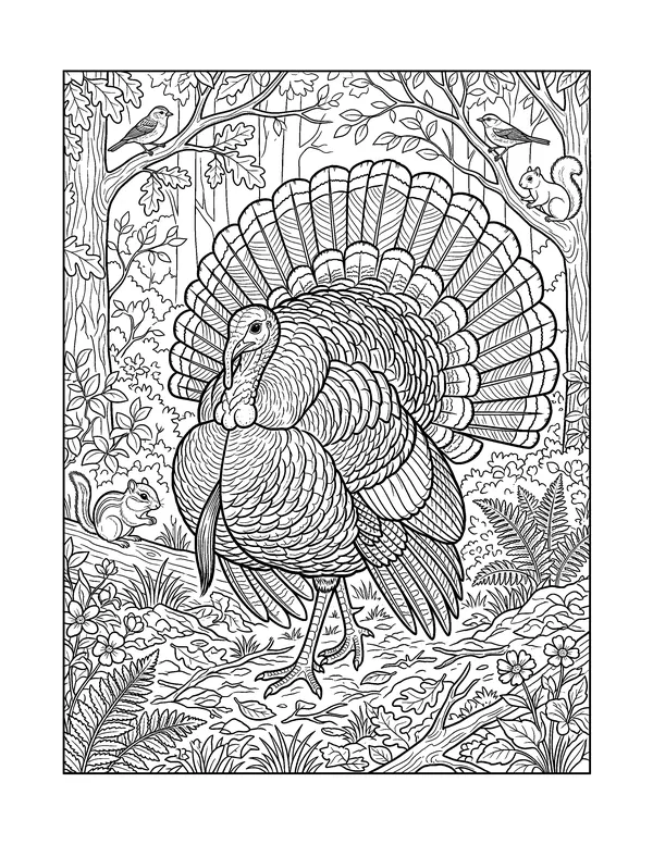 Realistic Wild Turkey coloring page