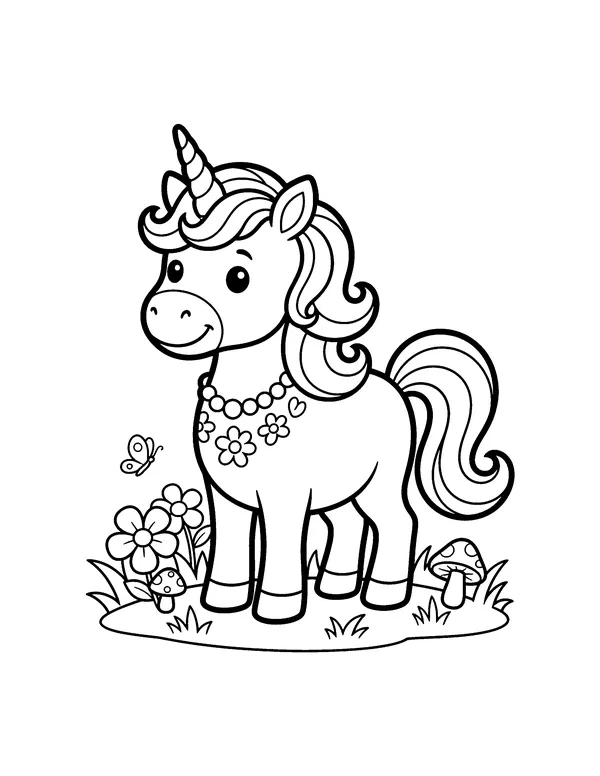 Simple Unicorn coloring page